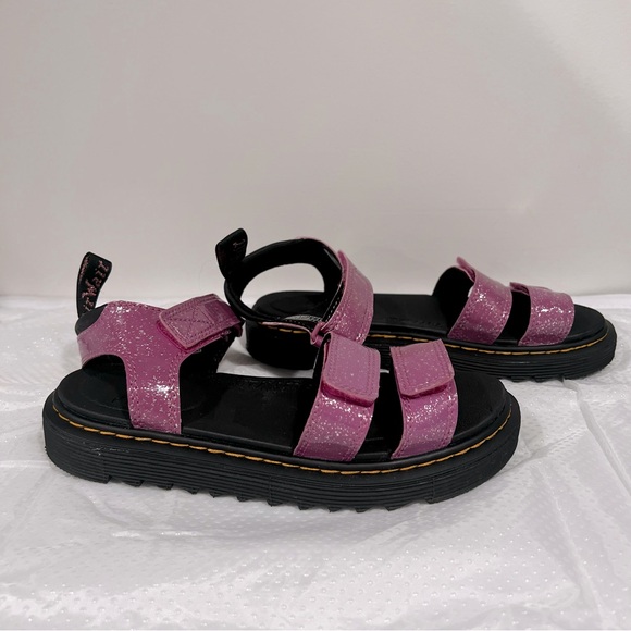 Dr. Martens Klaire J Pink Cosmic Glitter Velcro Sandals Big Girls Sz 4 - Picture 2 of 13